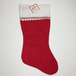 Holiday Time Set of 2 Red & White 17" Christmas Stockings With Decorative Trim